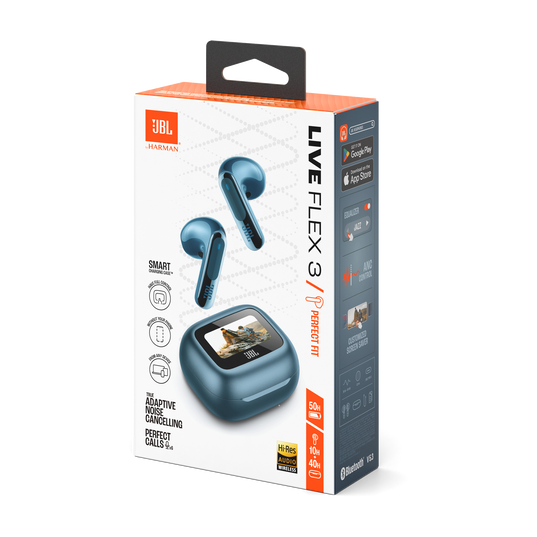 JBL Live Flex 3 - Blue - True wireless noise-cancelling open-stick earbuds - Detailshot 15